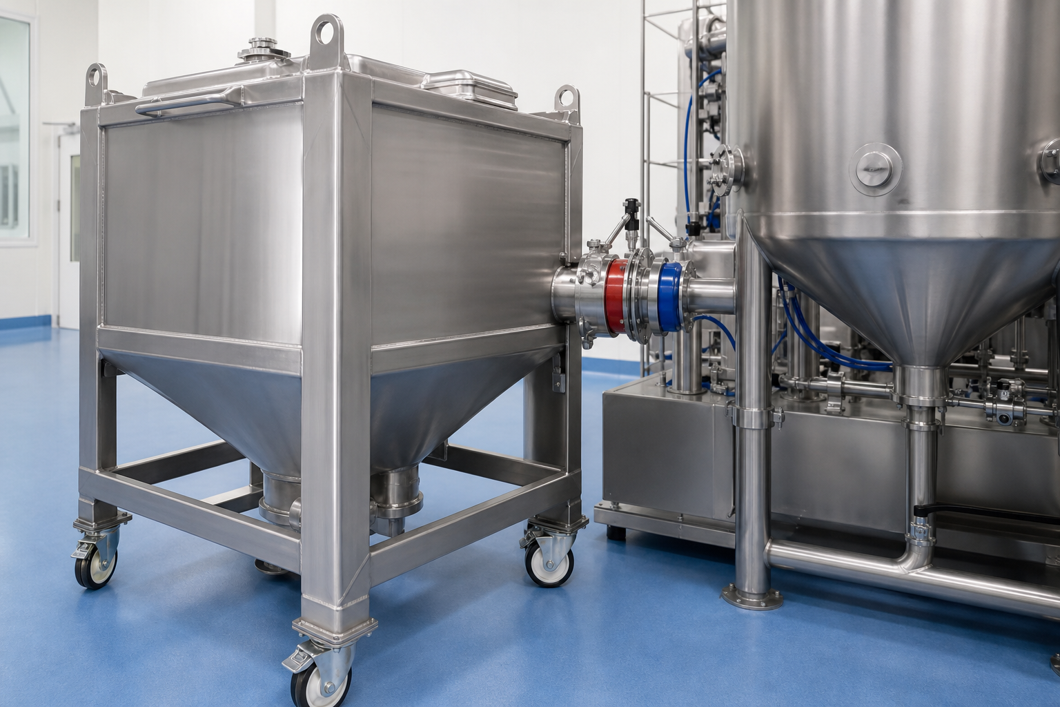IBC docking to process vessel with ChargePoint split butterfly valve